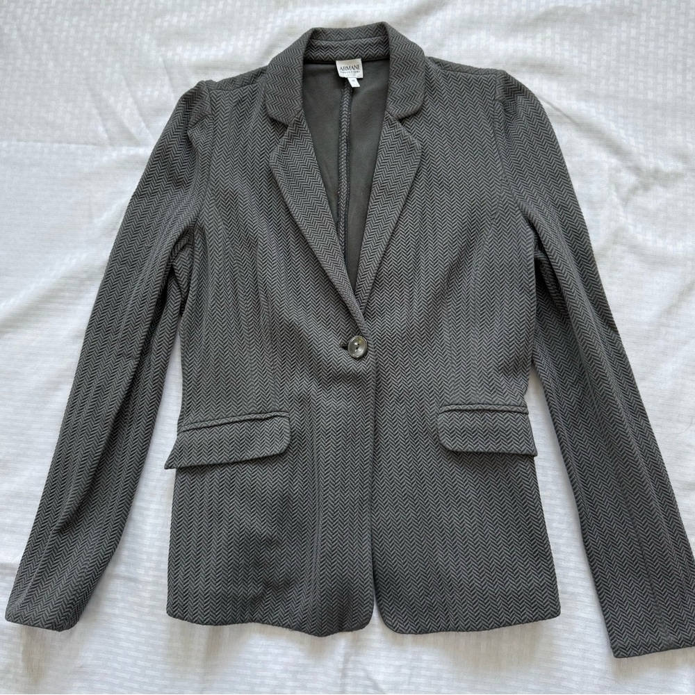 Armani Collezioni Women’s Charcoal Herringbone Blazer - Size 12